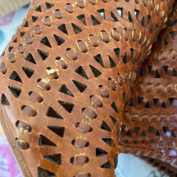 Jeffrey Campbell Kelowna Perforated Mule Sandal in Cognac Leather - Picture 4 of 4